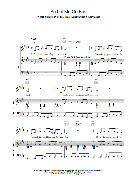 Dodgy So Let Me Go Far sheet music notes and chords arranged for Piano, Vocal & Guitar Chords