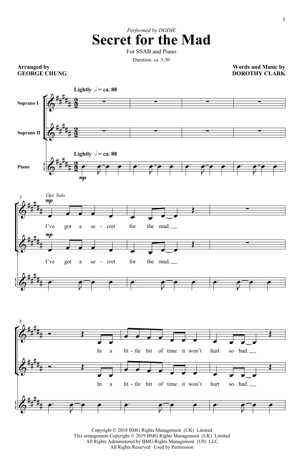 Dodie Secret For The Mad (arr. George Chung) sheet music notes and chords arranged for SATB Choir