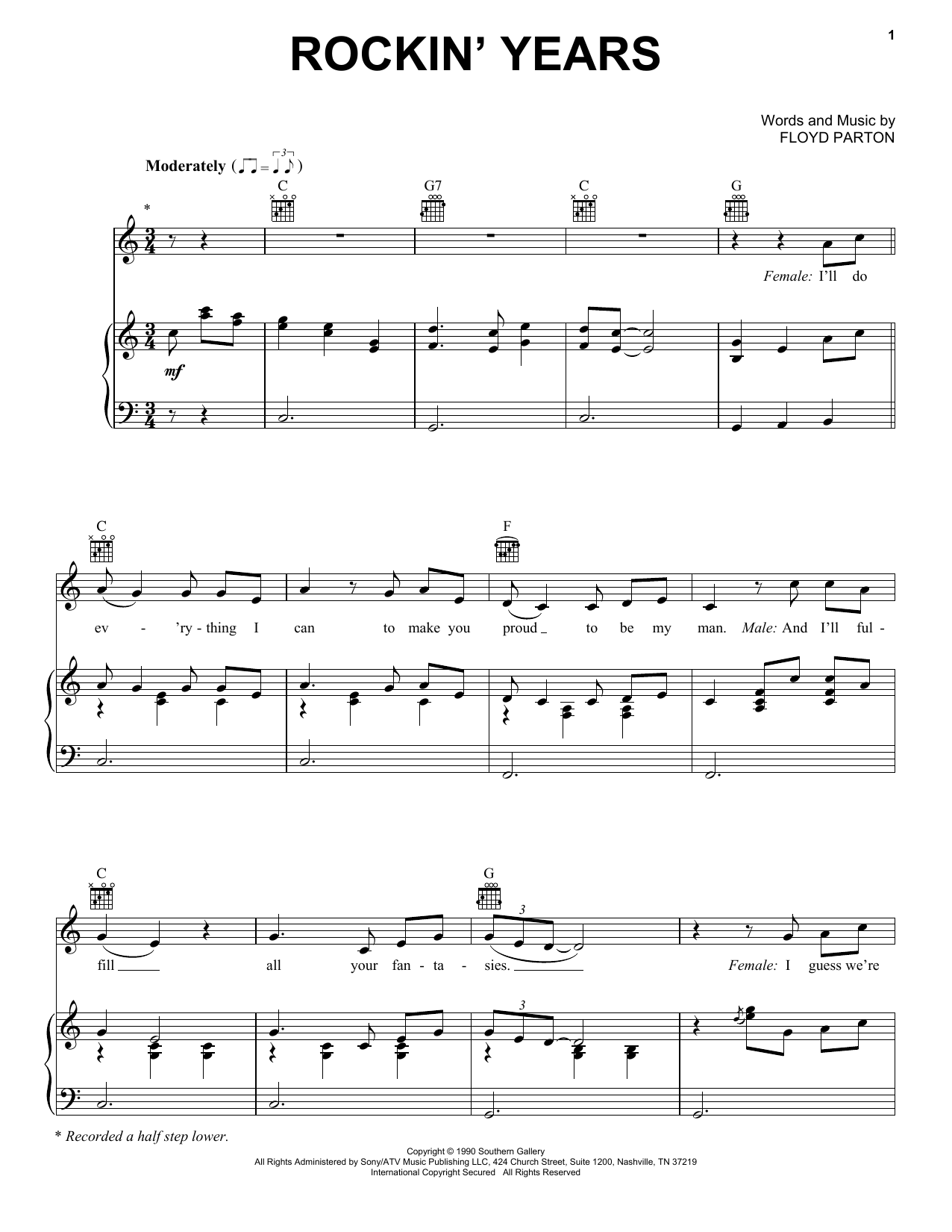 Dolly Parton & Ricky Van Shelton Rockin' Years sheet music notes and chords arranged for Piano, Vocal & Guitar Chords (Right-Hand Melody)
