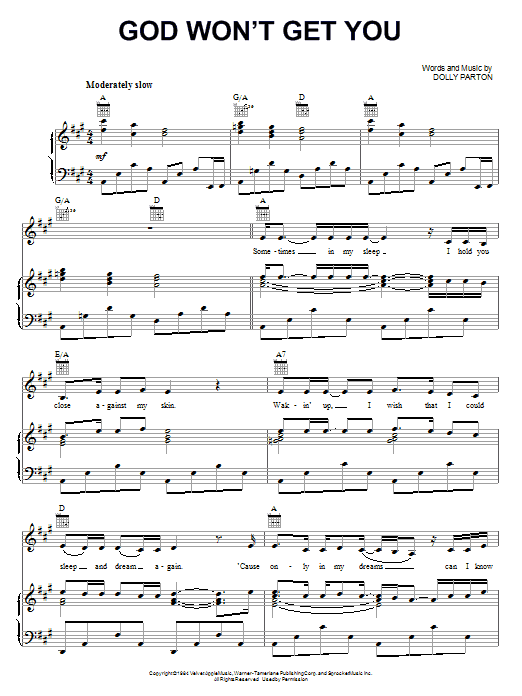 Dolly Parton God Won't Get You sheet music notes and chords arranged for Piano, Vocal & Guitar Chords (Right-Hand Melody)