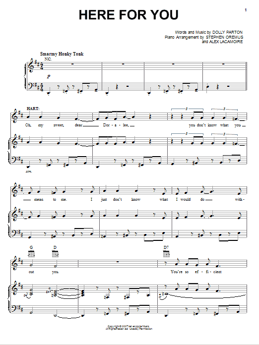 Dolly Parton Here For You (from 9 to 5: The Musical) sheet music notes and chords arranged for Piano, Vocal & Guitar Chords (Right-Hand Melody)