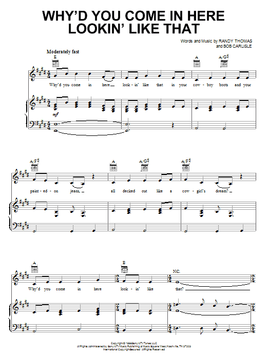 Dolly Parton Why'd You Come In Here Lookin' Like That sheet music notes and chords arranged for Piano, Vocal & Guitar Chords (Right-Hand Melody)