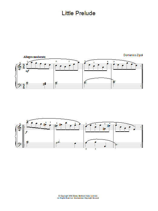 Domenico Zipoli Little Prelude sheet music notes and chords arranged for Piano, Vocal & Guitar Chords