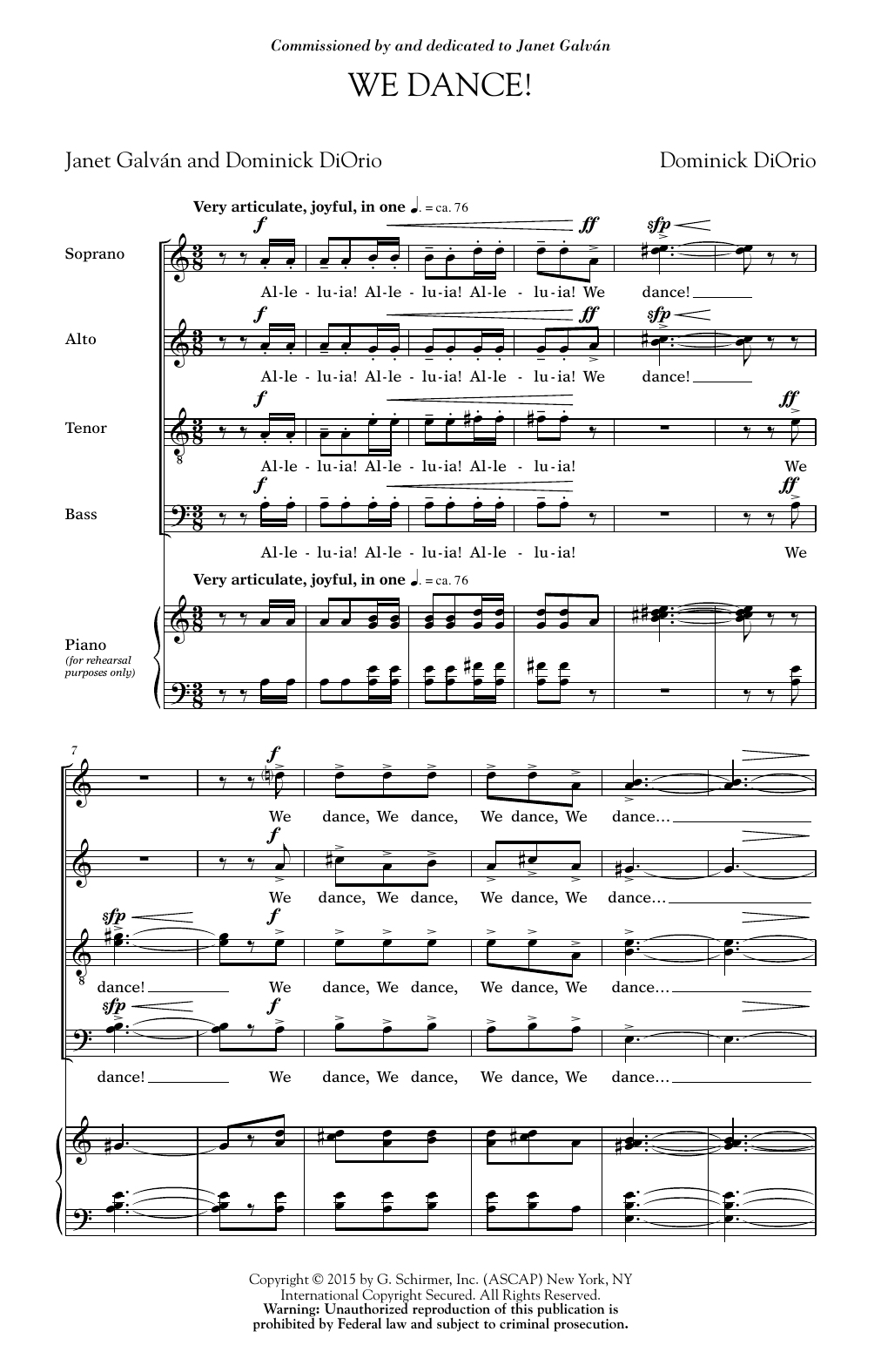 Dominick DiOrio We Dance sheet music notes and chords arranged for SATB Choir