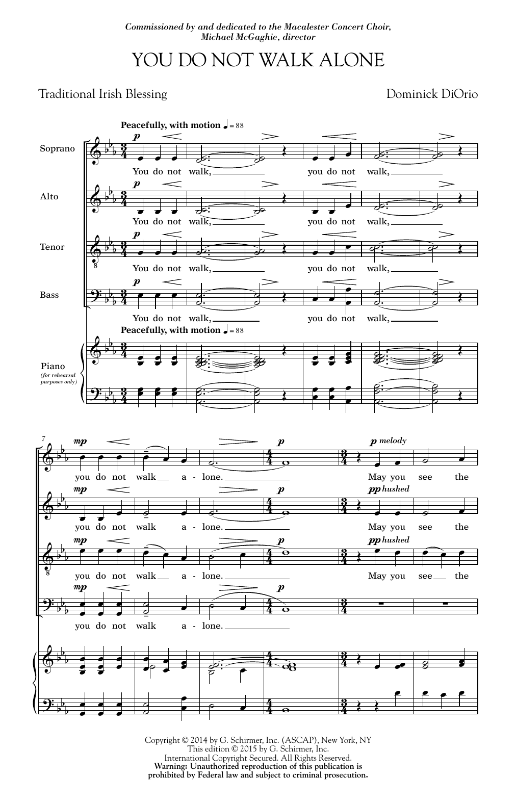 Dominick DiOrio You Do Not Walk Alone sheet music notes and chords arranged for TTBB Choir