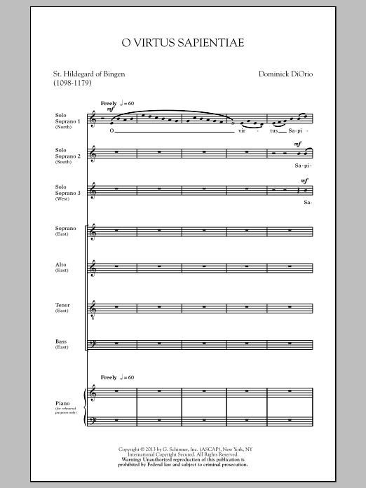 Dominick DiOrio O Virtus Sapientiae sheet music notes and chords arranged for SATB Choir