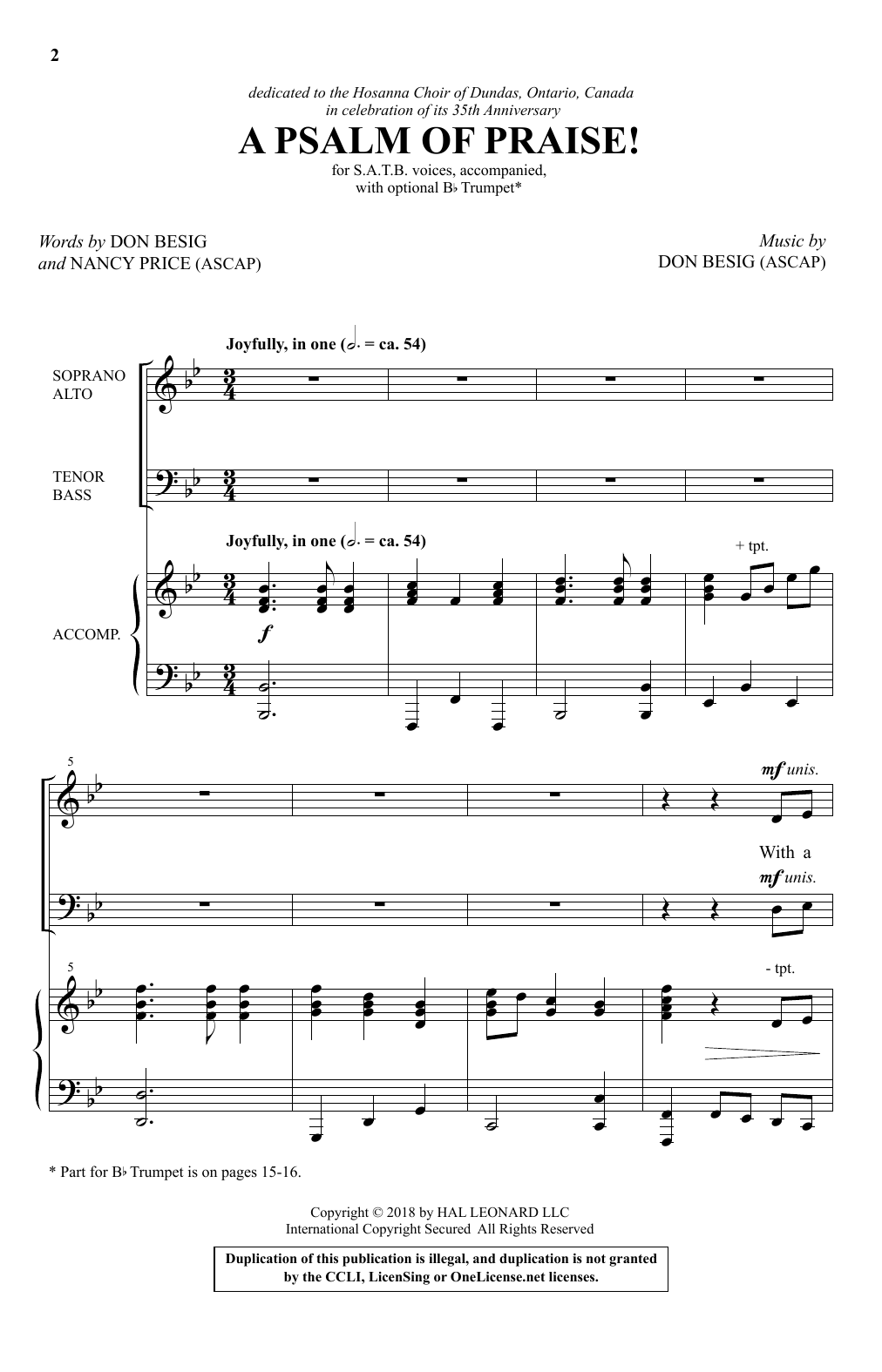 Don Besig A Psalm Of Praise! sheet music notes and chords arranged for SATB Choir