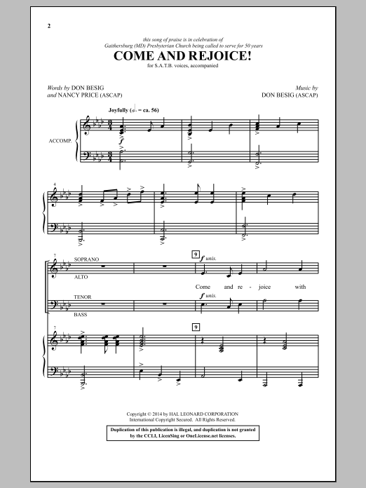 Don Besig Come And Rejoice! sheet music notes and chords arranged for SATB Choir