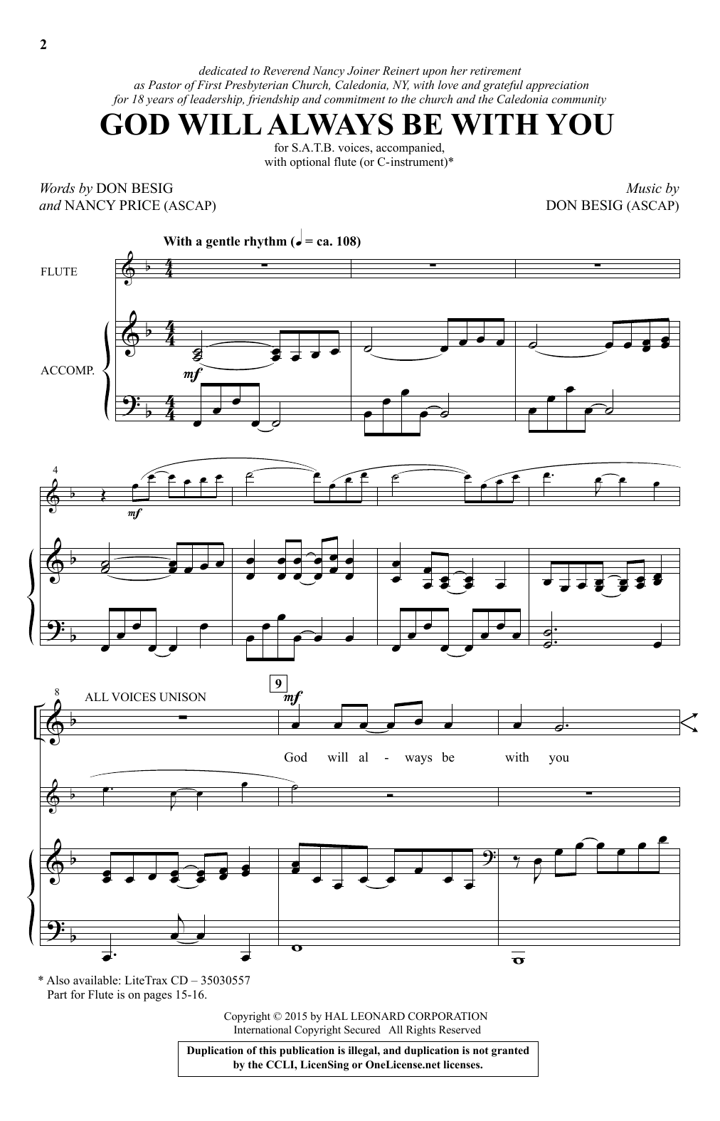 Don Besig God Will Always Be With You sheet music notes and chords arranged for SATB Choir