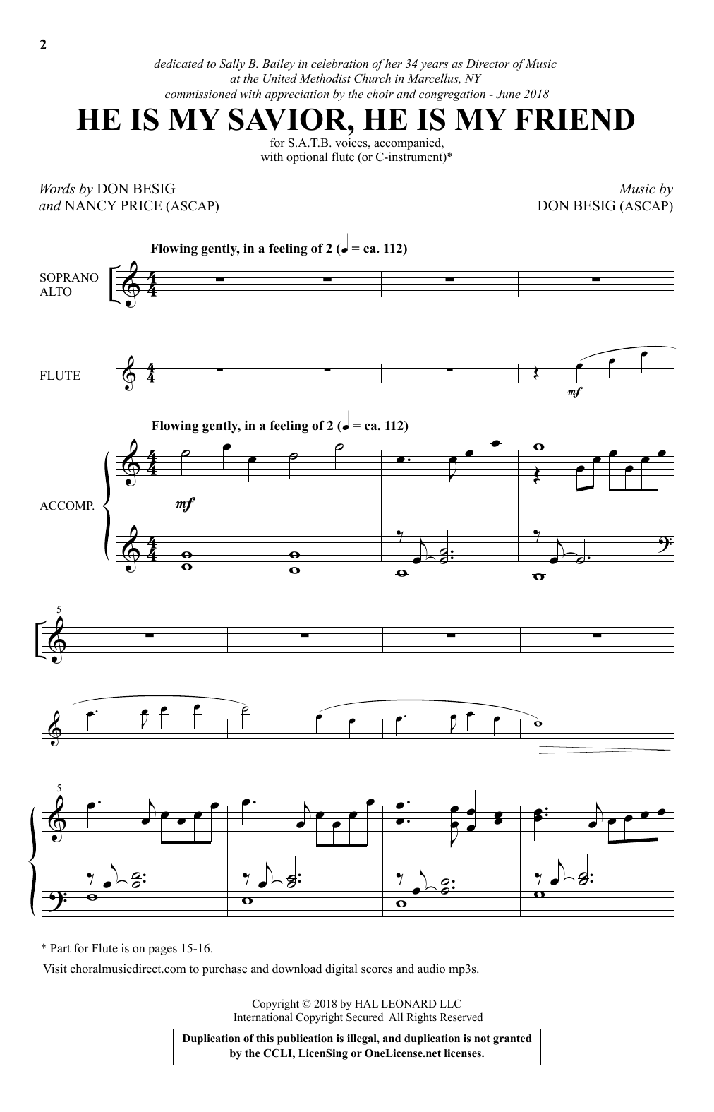 Don Besig He Is My Savior, He Is My Friend sheet music notes and chords arranged for SATB Choir