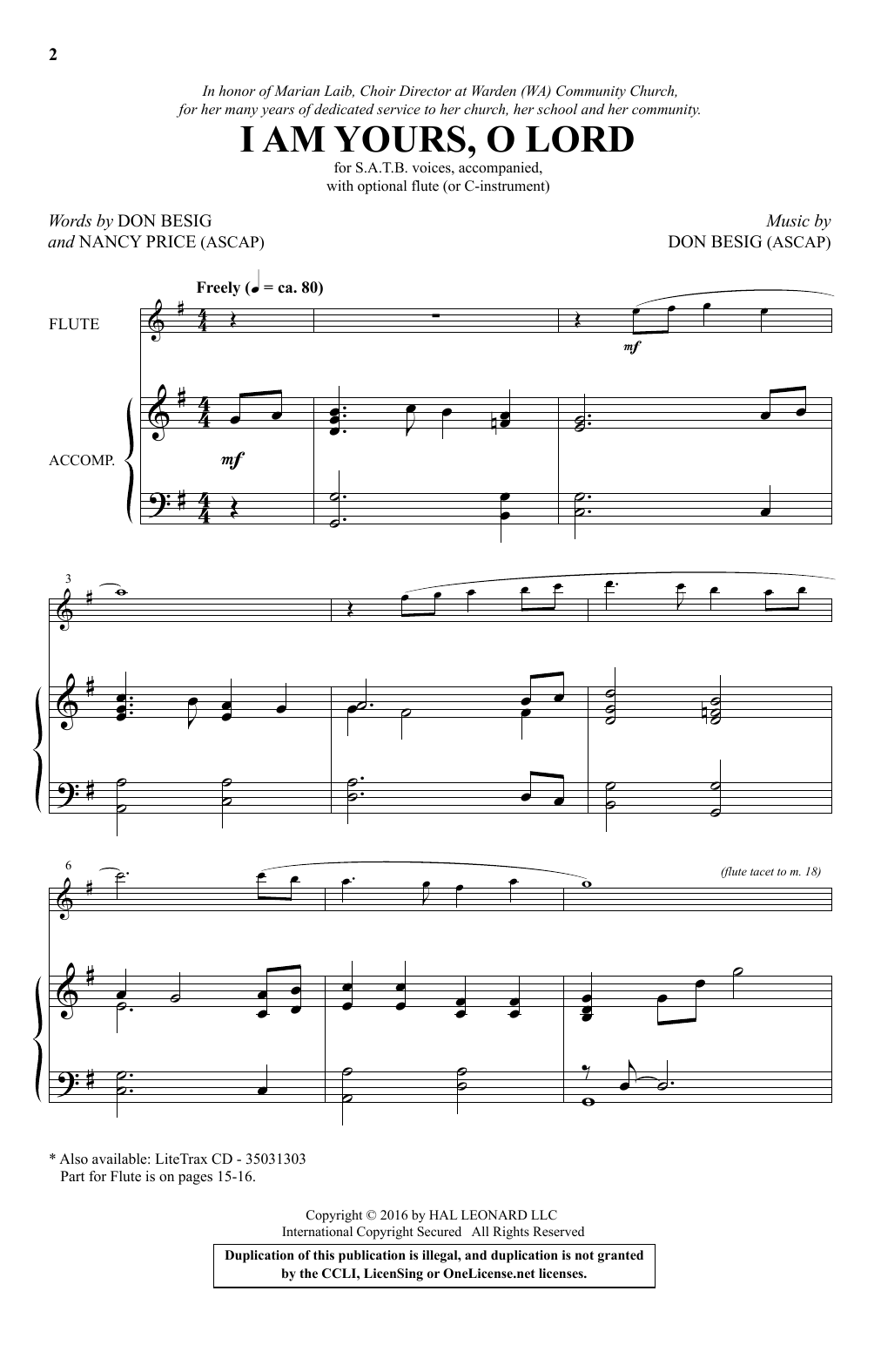 Don Besig I Am Yours, O Lord sheet music notes and chords arranged for SATB Choir