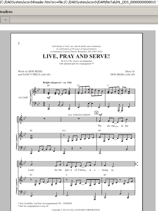 Don Besig Live, Pray And Serve! sheet music notes and chords arranged for SATB Choir