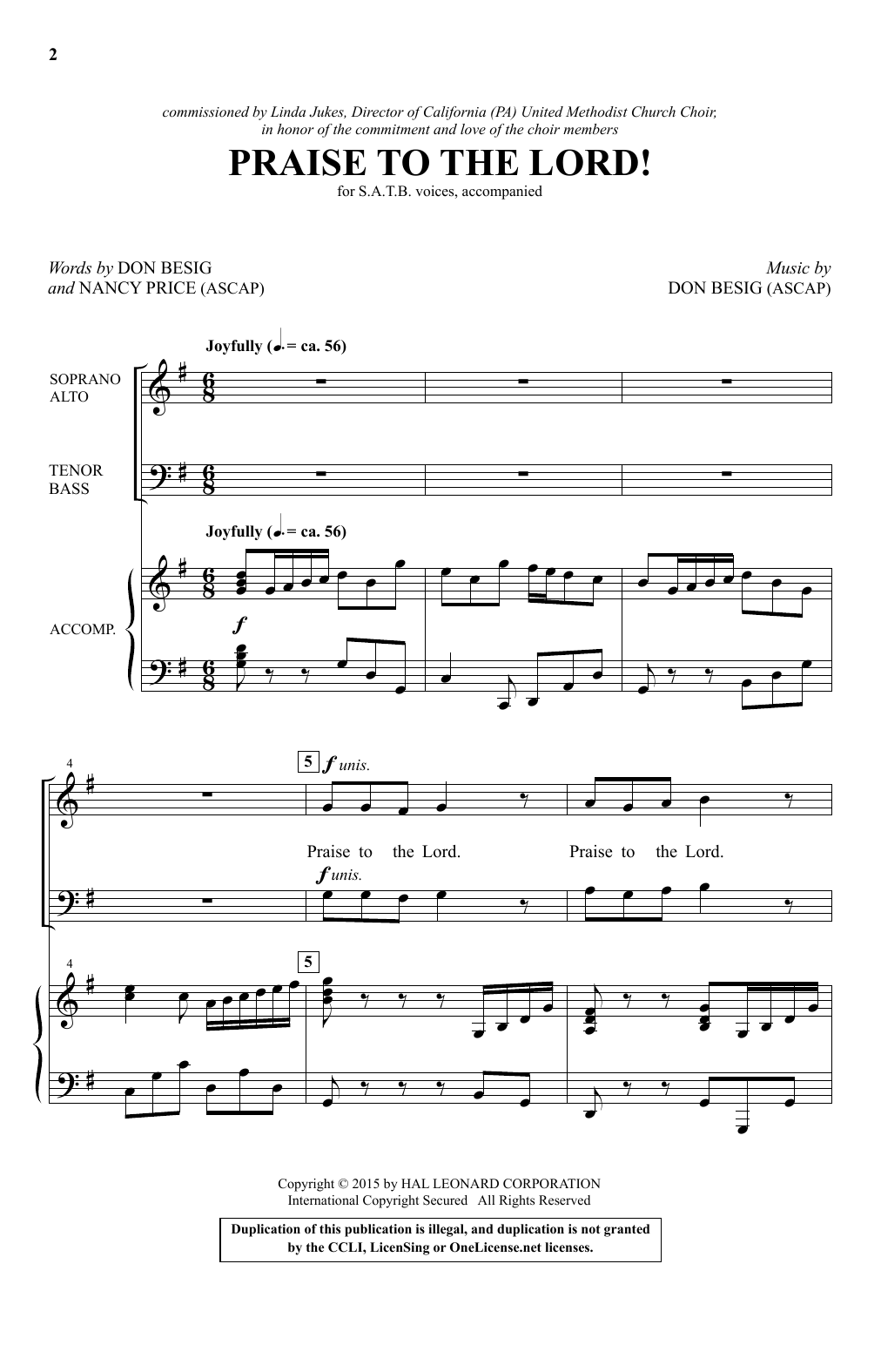 Don Besig Praise To The Lord! sheet music notes and chords arranged for SATB Choir
