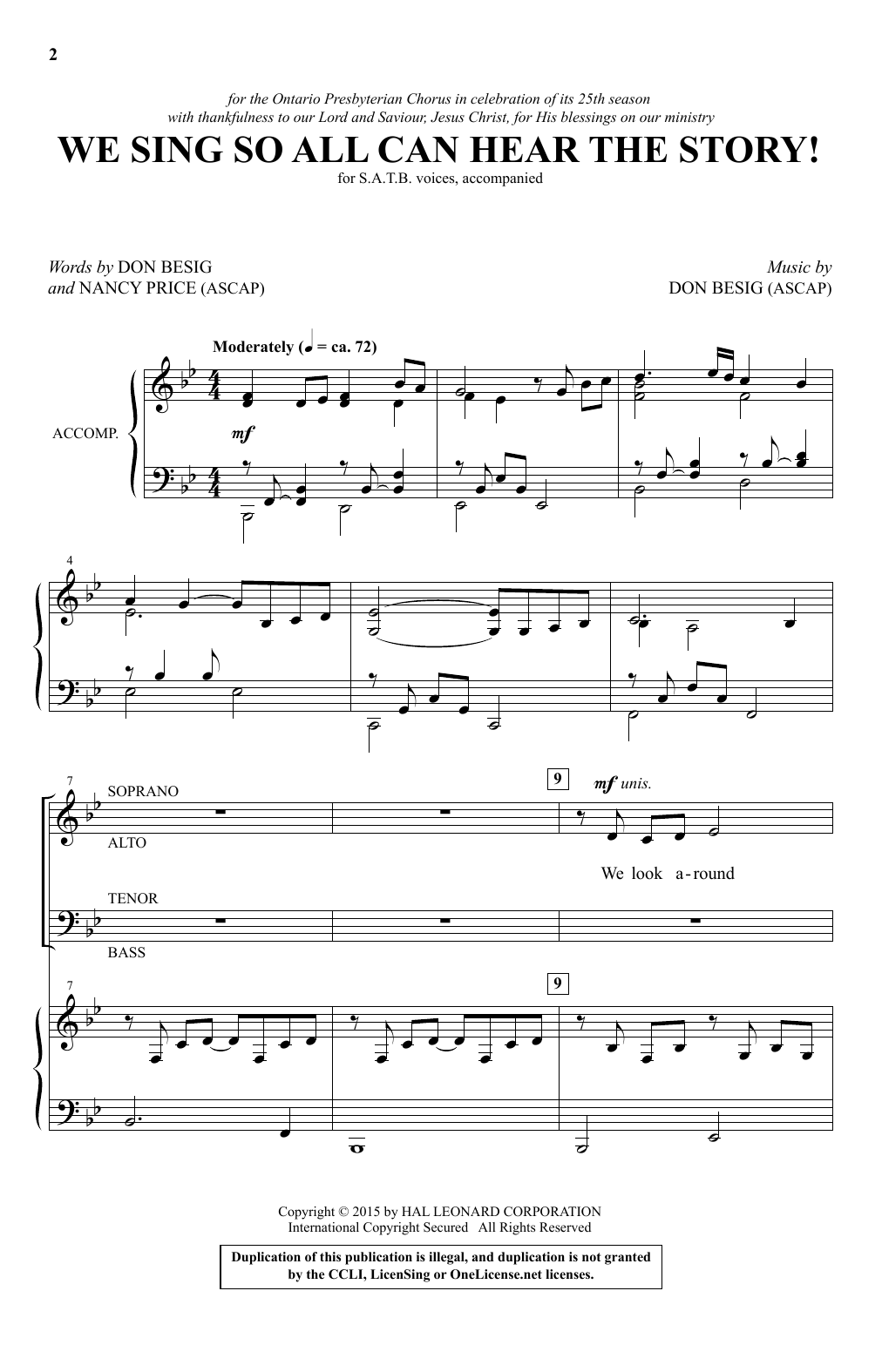 Don Besig We Sing So All Can Hear The Story! sheet music notes and chords arranged for SATB Choir