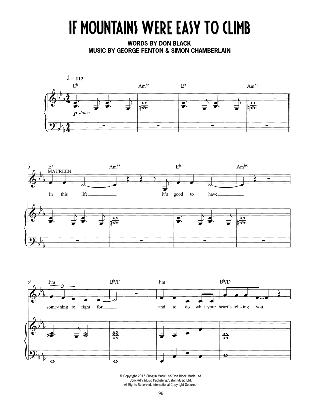 Don Black, George Fenton & Simon Chamberlain If Mountains Were Easy To Climb (from Mrs Henderson Presents) sheet music notes and chords arranged for Piano & Vocal