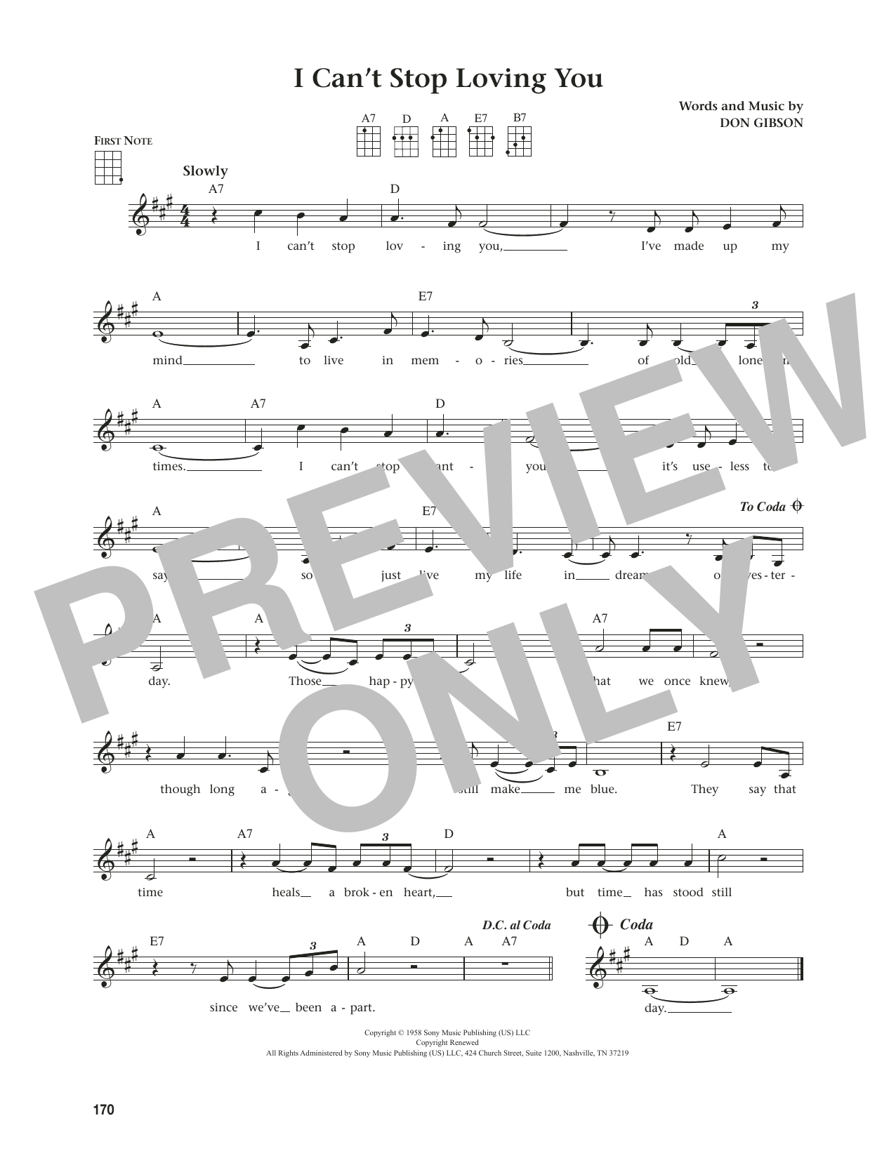 Don Gibson I Can't Stop Loving You (from The Daily Ukulele) (arr. Jim Beloff) sheet music notes and chords arranged for Ukulele