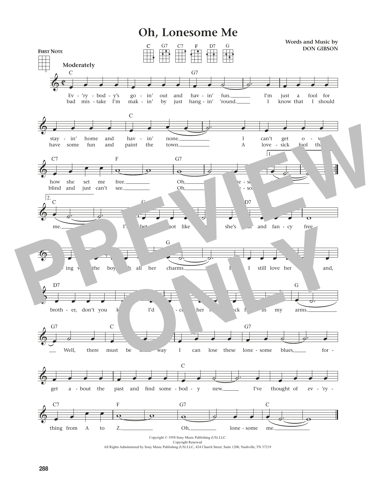 Don Gibson Oh, Lonesome Me (from The Daily Ukulele) (arr. Jim Beloff) sheet music notes and chords arranged for Ukulele