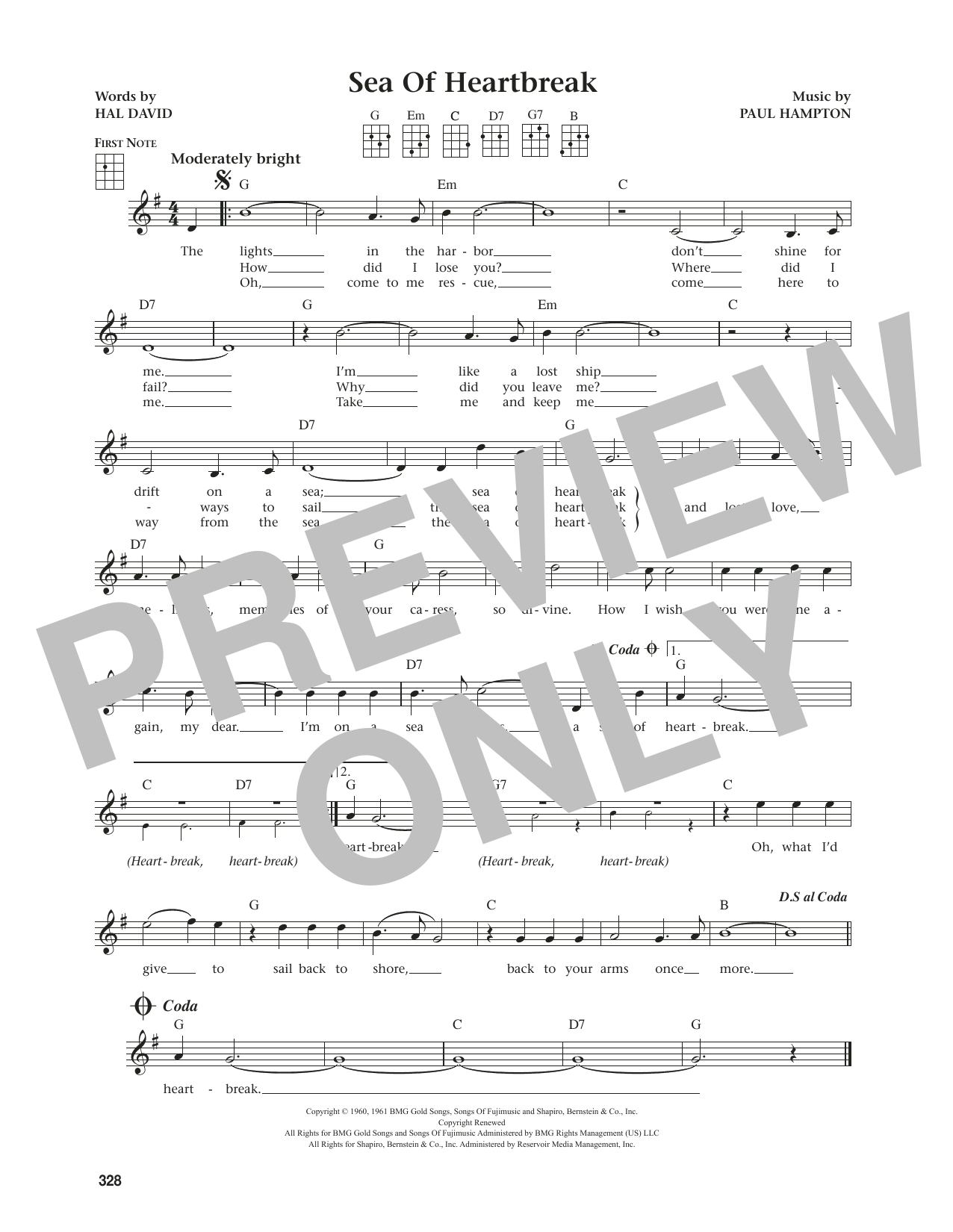 Don Gibson Sea Of Heartbreak (from The Daily Ukulele) (arr. Jim Beloff) sheet music notes and chords arranged for Ukulele