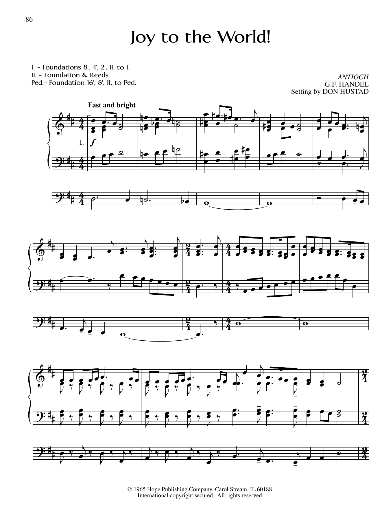 Don Hustad Joy to the World! sheet music notes and chords arranged for Organ
