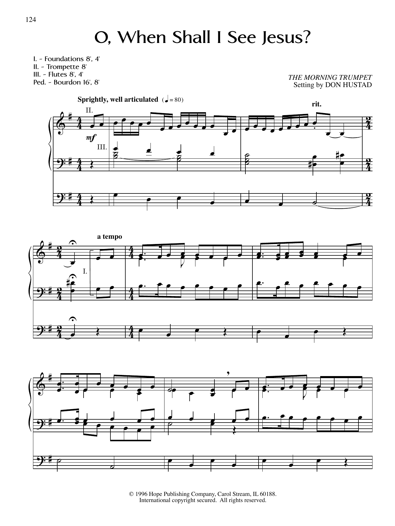 Don Hustad O, When Shall I See Jesus? sheet music notes and chords arranged for Organ