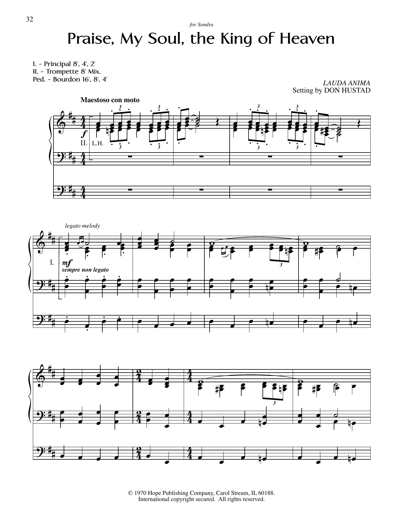 Don Hustad Praise, My Soul, the King of Heaven sheet music notes and chords arranged for Organ