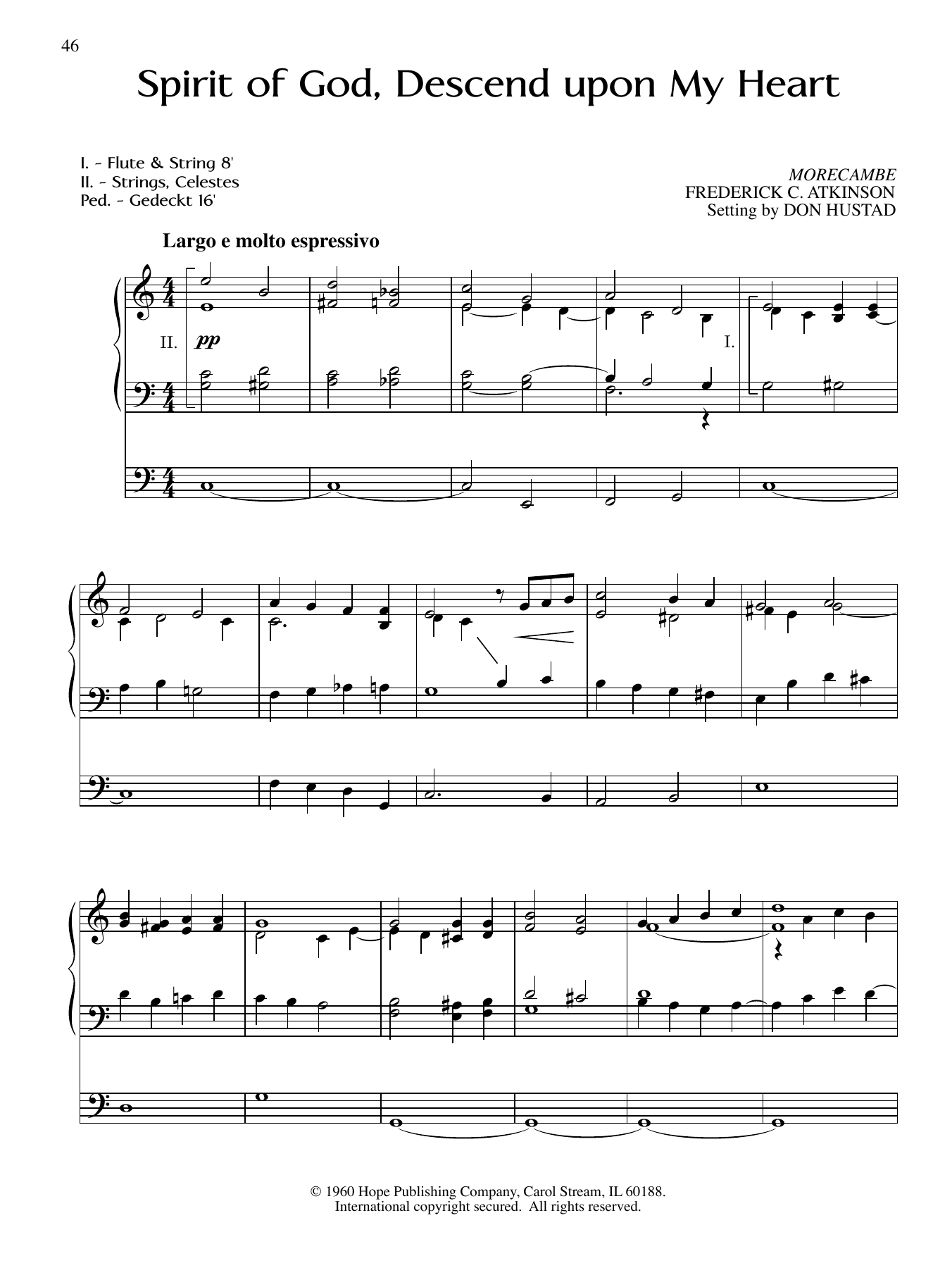 Don Hustad Spirit Of God, Descend Upon My Heart sheet music notes and chords arranged for Organ