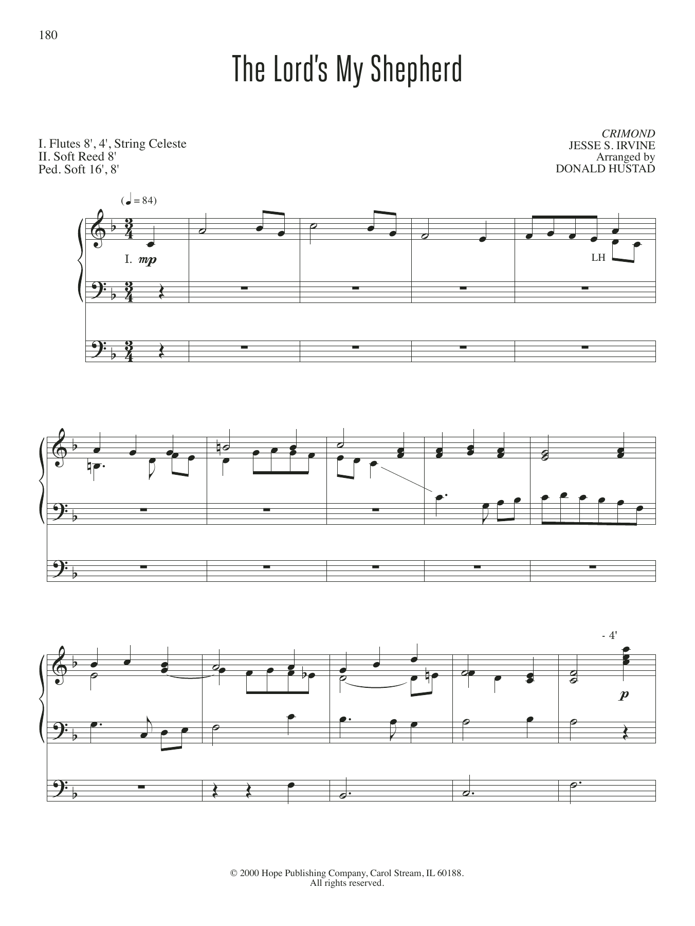 Don Hustad The Lord's My Shepherd sheet music notes and chords arranged for Organ