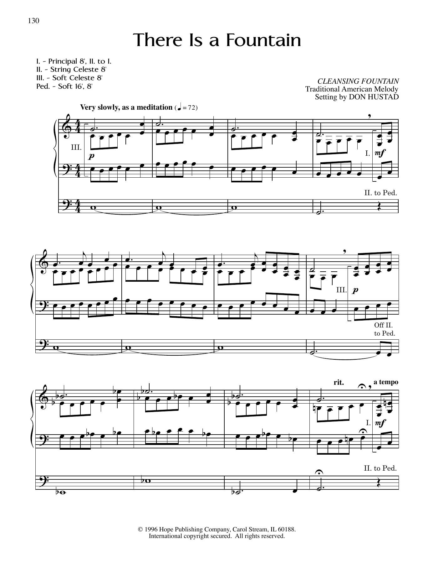 Don Hustad There Is a Fountain sheet music notes and chords arranged for Organ