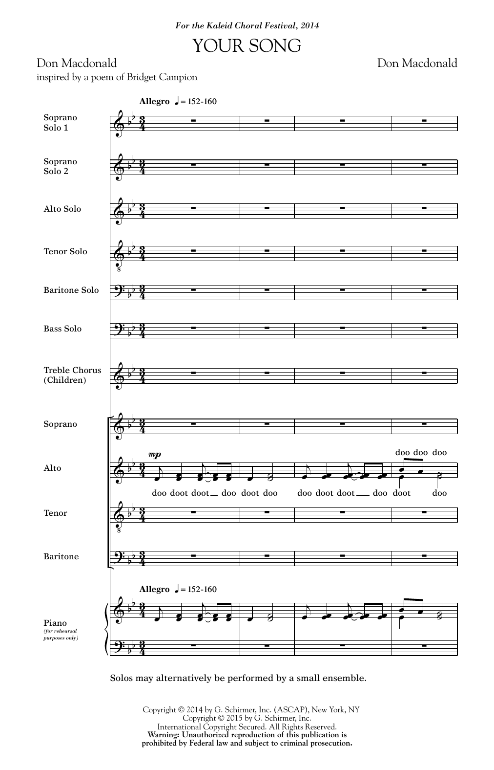 Don MacDonald Your Song sheet music notes and chords arranged for SATB Choir