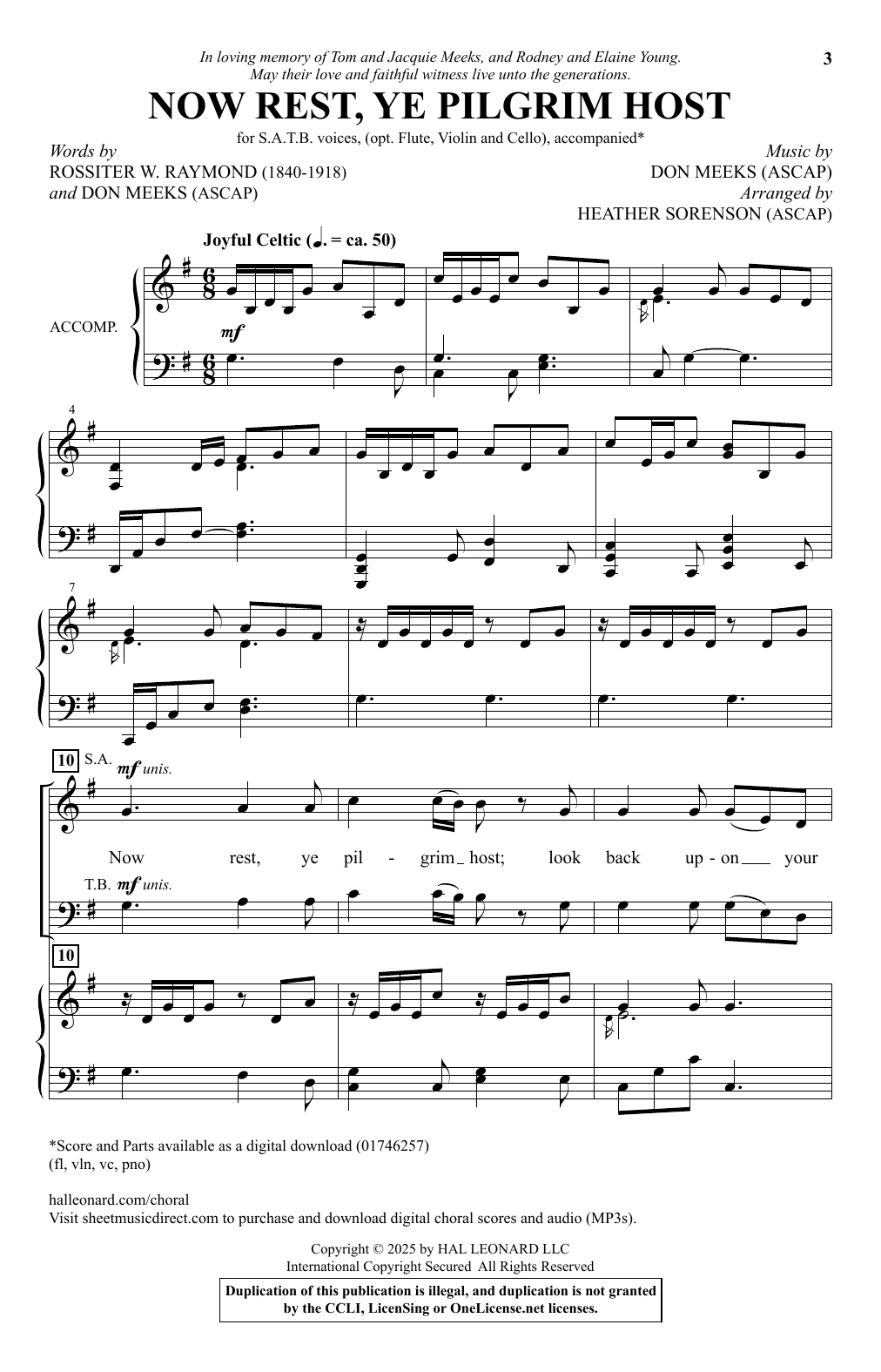 Don Meeks Now Rest Ye, Pilgrim Host (arr. Heather Sorenson) sheet music notes and chords arranged for SATB Choir