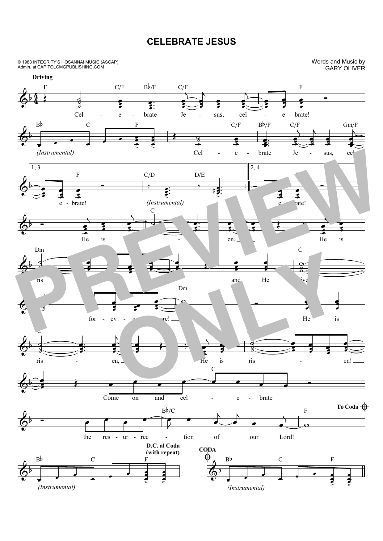 Don Moen Celebrate Jesus sheet music notes and chords arranged for Lead Sheet / Fake Book