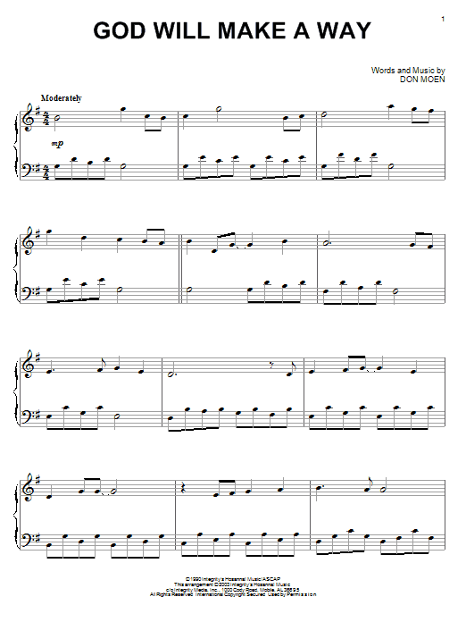 Don Moen God Will Make A Way sheet music notes and chords arranged for Piano, Vocal & Guitar Chords (Right-Hand Melody)