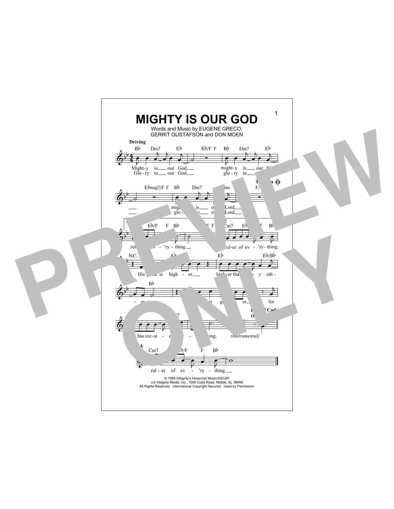Don Moen Mighty Is Our God sheet music notes and chords arranged for Lead Sheet / Fake Book