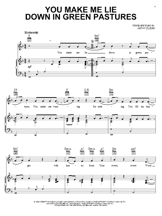 Don Moen You Make Me Lie Down In Green Pastures sheet music notes and chords arranged for Piano, Vocal & Guitar Chords (Right-Hand Melody)