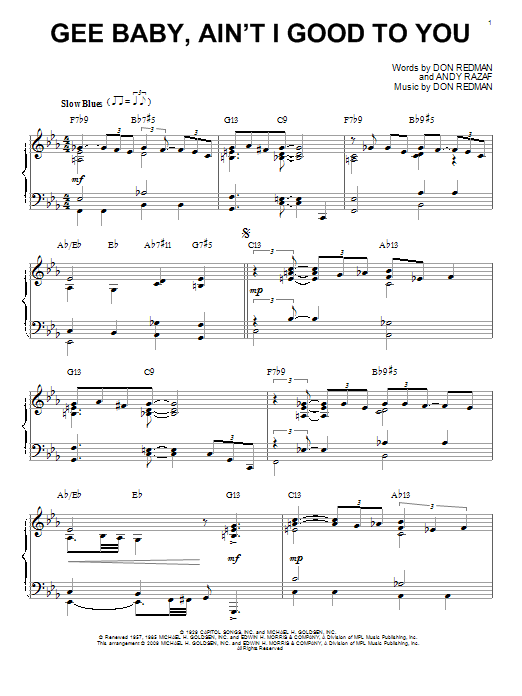 Don Redman Gee Baby, Ain't I Good To You (arr. Brent Edstrom) sheet music notes and chords arranged for Piano Solo