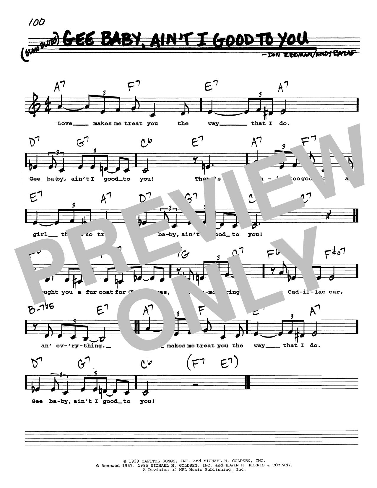 Don Redman Gee Baby, Ain't I Good To You (Low Voice) sheet music notes and chords arranged for Real Book – Melody, Lyrics & Chords