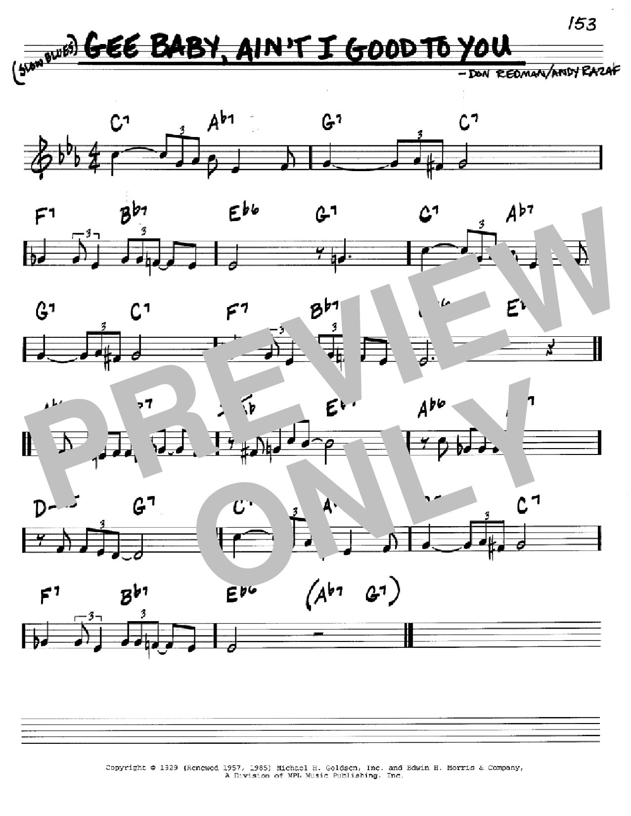 Don Redman Gee Baby, Ain't I Good To You sheet music notes and chords arranged for Real Book – Melody & Chords – Bb Instruments
