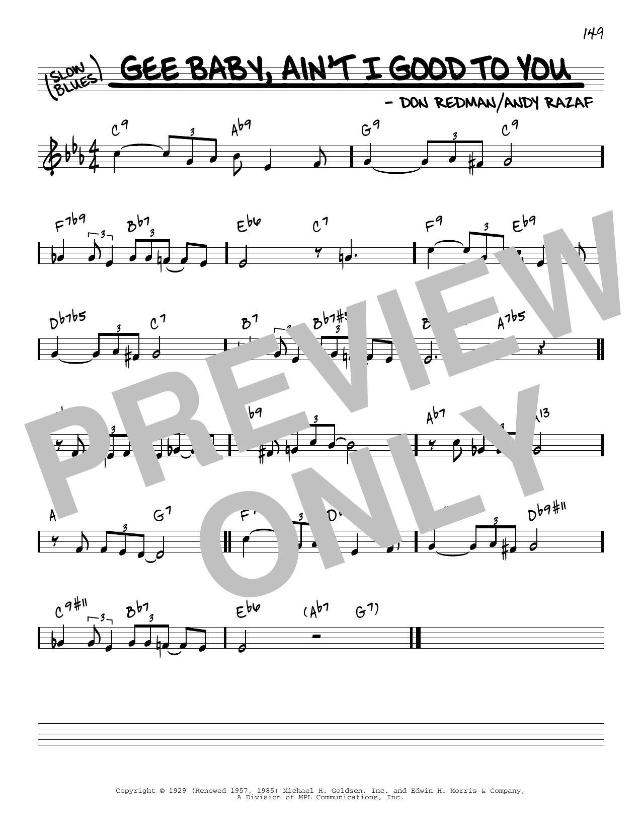 Don Redman Gee Baby, Ain't I Good To You [Reharmonized version] (arr. Jack Grassel) sheet music notes and chords arranged for Real Book – Melody & Chords