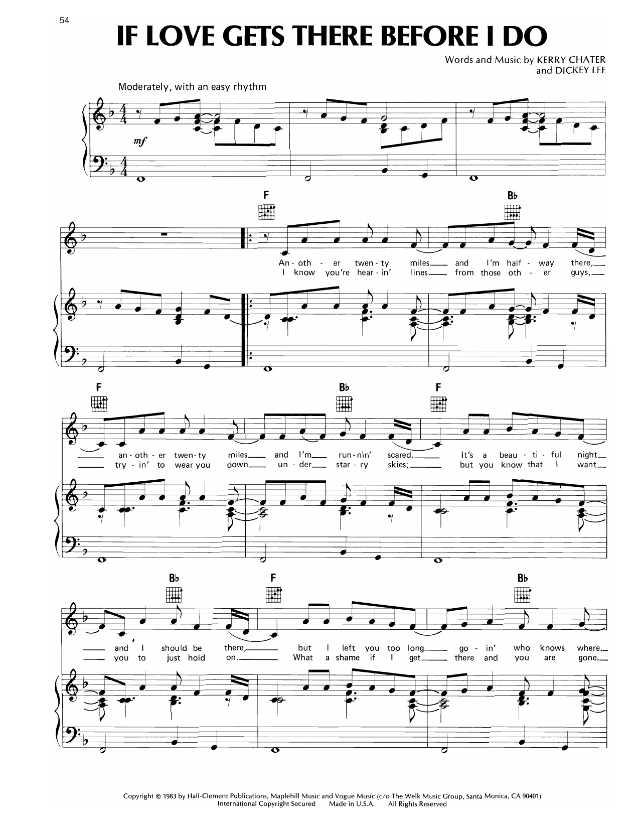 Don Williams If Love Gets There Before I Do sheet music notes and chords arranged for Piano, Vocal & Guitar Chords (Right-Hand Melody)