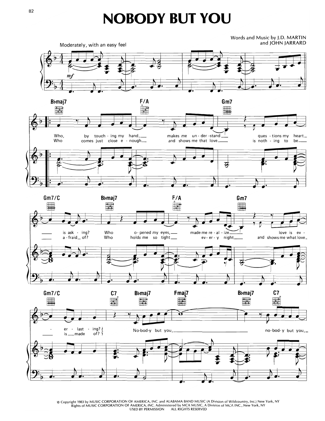 Don Williams Nobody But You sheet music notes and chords arranged for Piano, Vocal & Guitar Chords (Right-Hand Melody)