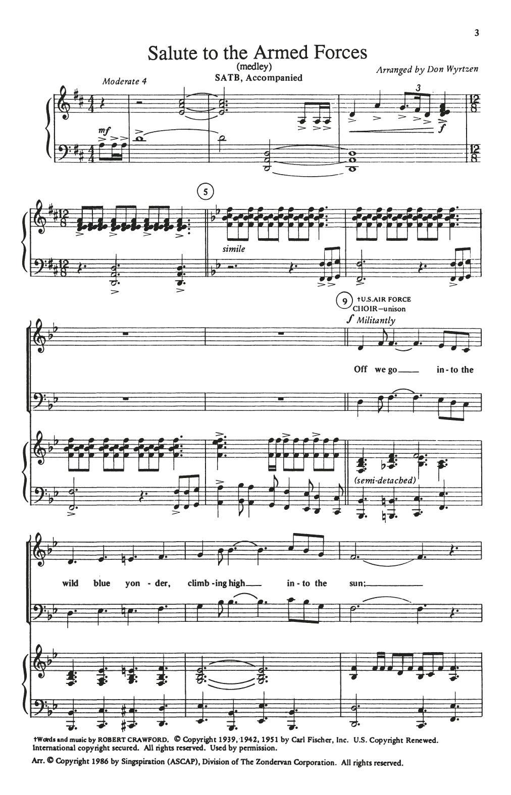 Don Wyrtzen and Phil and Lynne Brower Salute To The Armed Forces sheet music notes and chords arranged for SATB Choir