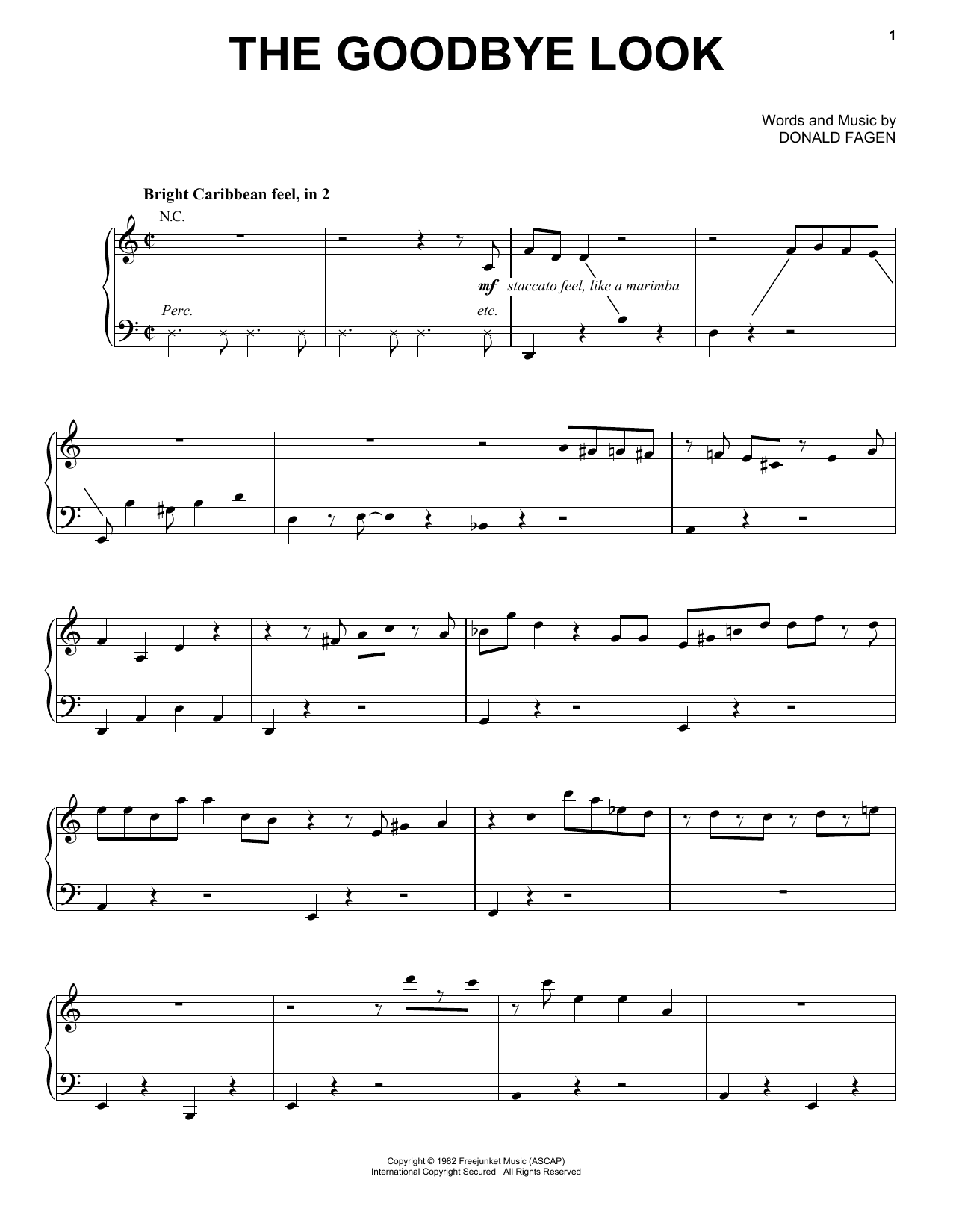 Donald Fagen The Goodbye Look sheet music notes and chords arranged for Piano, Vocal & Guitar Chords (Right-Hand Melody)