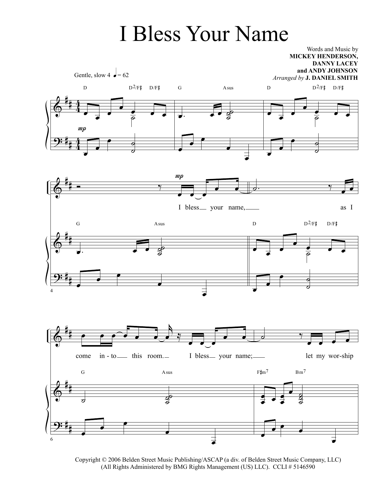 Donald Henderson I Bless Your Name sheet music notes and chords arranged for Piano & Vocal