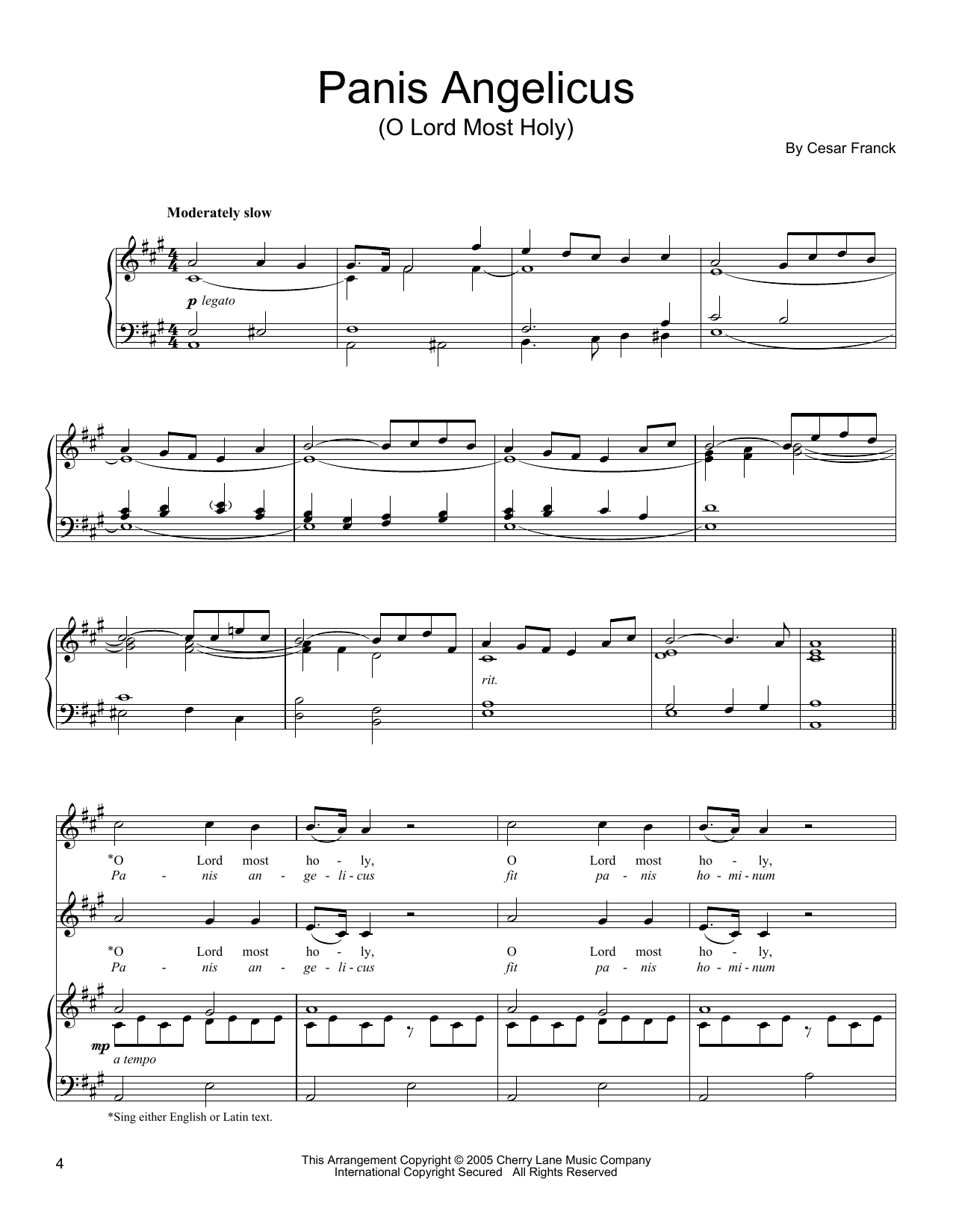 Donald Sosin Panis Angelicus sheet music notes and chords arranged for Vocal Duet