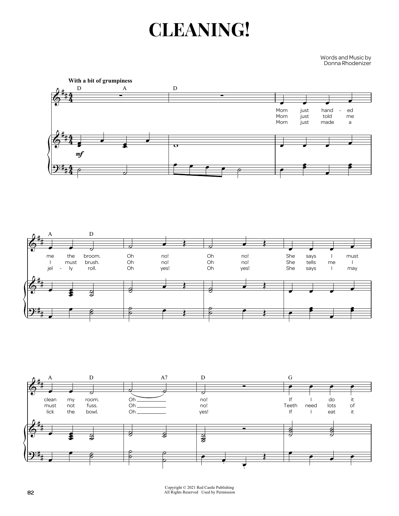 Donna Rhodenizer Cleaning! sheet music notes and chords arranged for Piano & Vocal