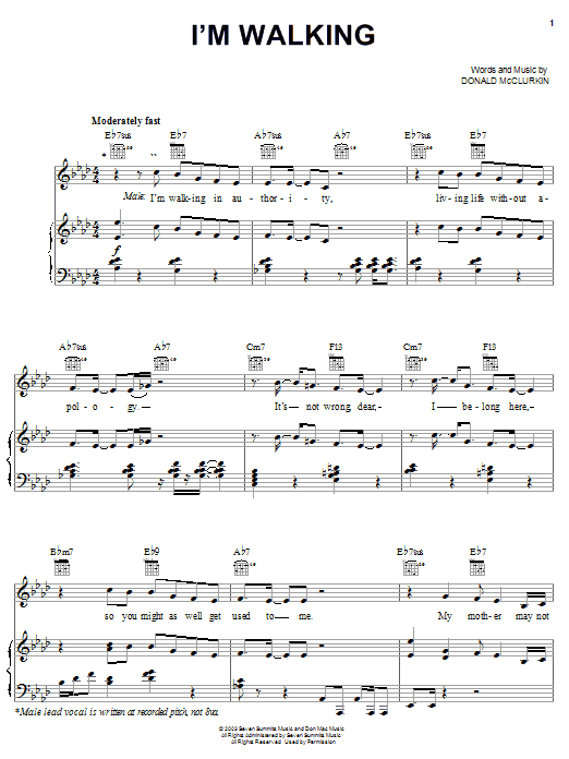 Donnie McClurkin I'm Walking sheet music notes and chords arranged for Piano, Vocal & Guitar Chords (Right-Hand Melody)