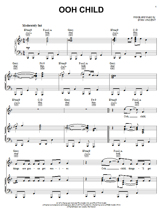 Donnie McClurkin Ooh Child sheet music notes and chords arranged for Piano, Vocal & Guitar Chords (Right-Hand Melody)