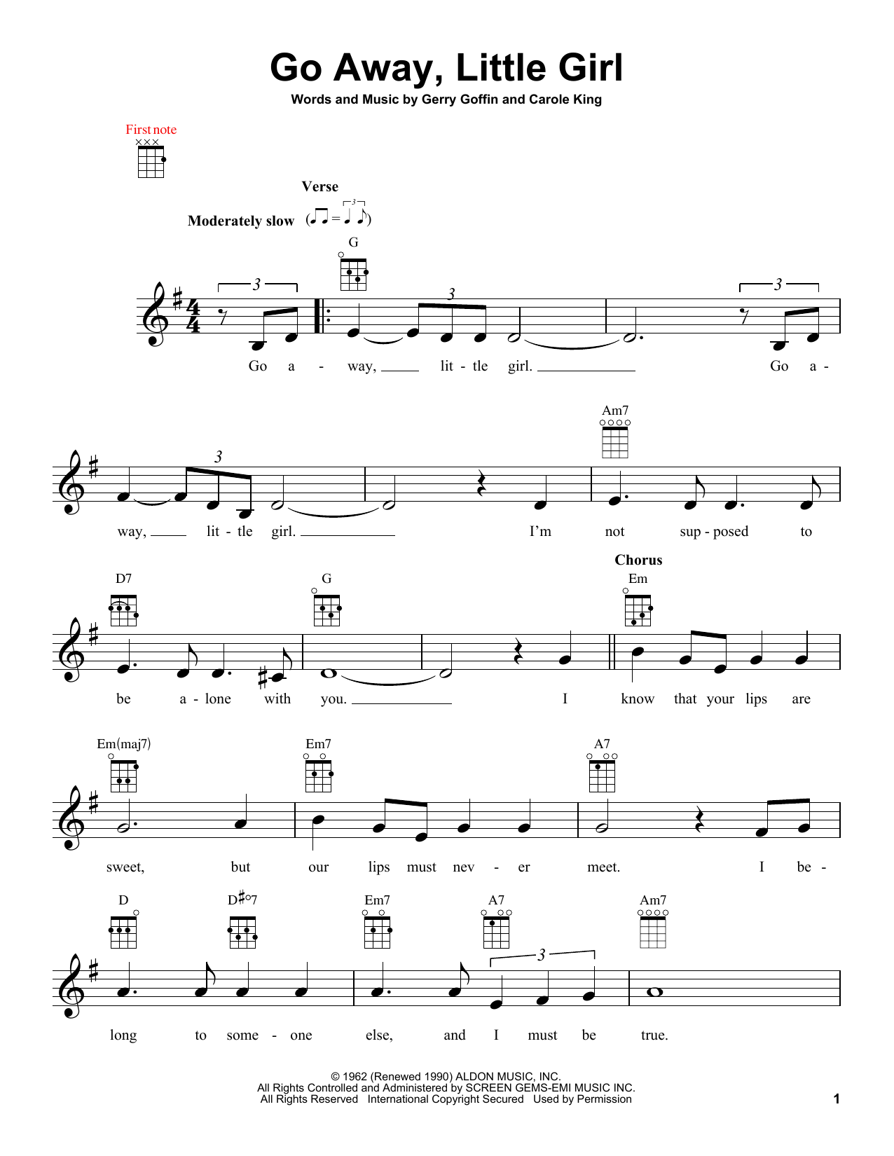 Donny Osmond Go Away, Little Girl sheet music notes and chords arranged for French Horn Solo