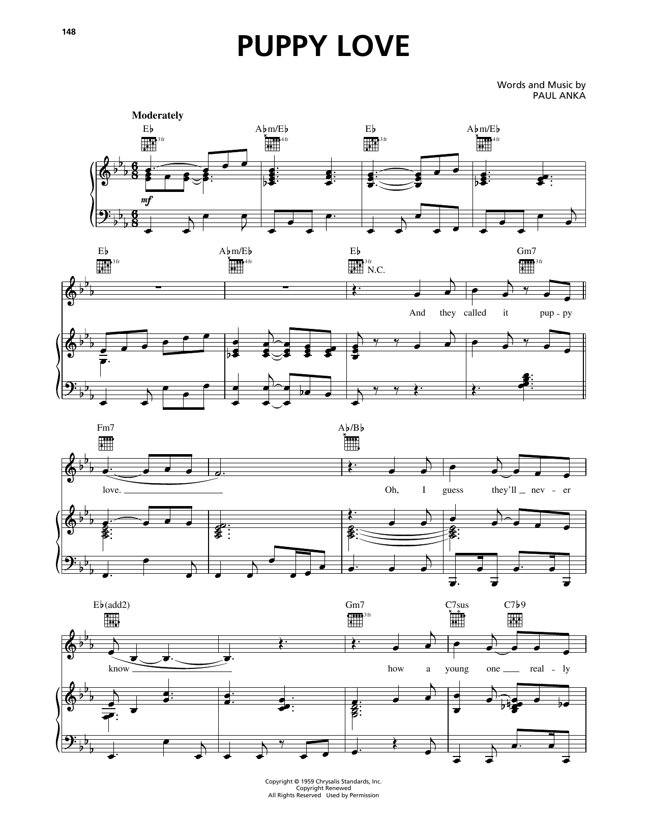 Donny Osmond Puppy Love (from 102 Dalmatians) sheet music notes and chords arranged for Piano, Vocal & Guitar Chords (Right-Hand Melody)