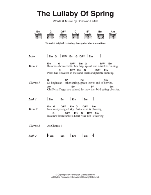 Donovan The Lullaby Of Spring sheet music notes and chords arranged for Guitar Chords/Lyrics